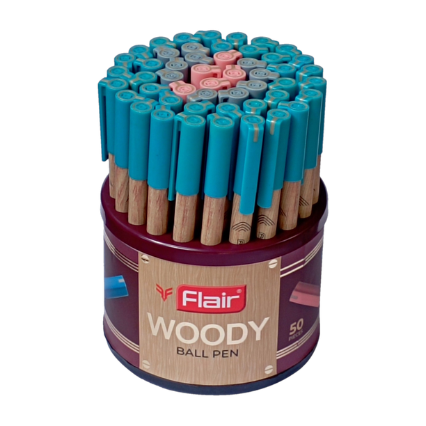 FLAIR Woody 0.7 mm Stand | Attractive Woody Design | Smooth Ink Flow System Ball Pen