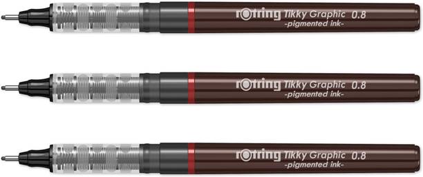 rotring Tikky Graphic 0.8mm Pigment Liner | Black Pigmented Ink | Fibre Tip Fineliner Pen