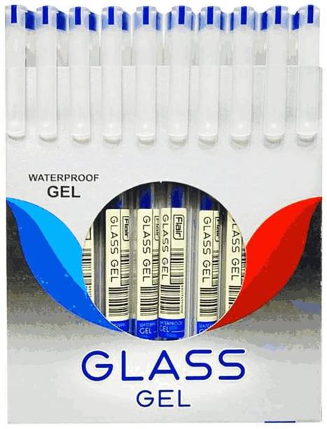 FLAIR Flair Glass Gel Pen Pack of 10 Pens -Blue Ink Gel Pen