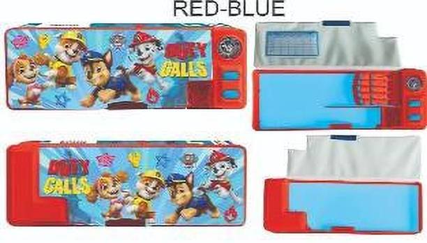 striders Paw Patrol Magnetic Pencil Box with Compass Button Organizer for Kids modern Art Plastic Pencil Box