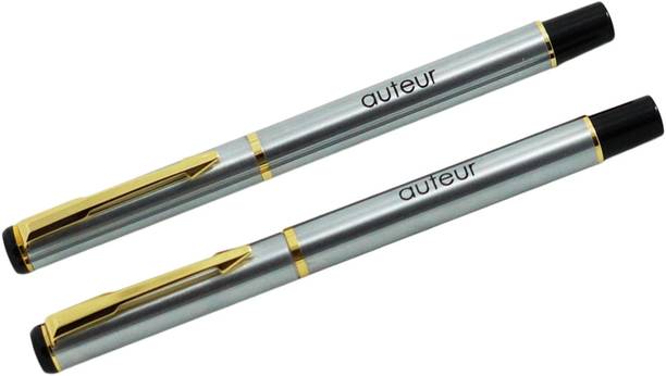 auteur 801 Set Of 2 Silver Color Executive Metal Body Roller Ball Pen