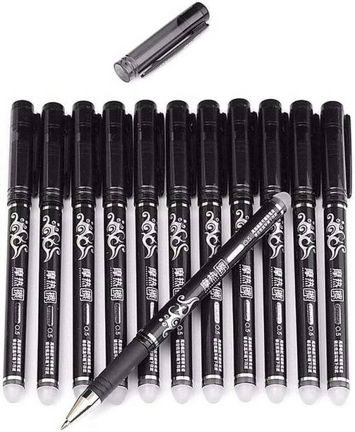 fixer 12PCS 0.5mm Erasable Pen Black Gel Ink Roller Ball Pens Set Gel Pen