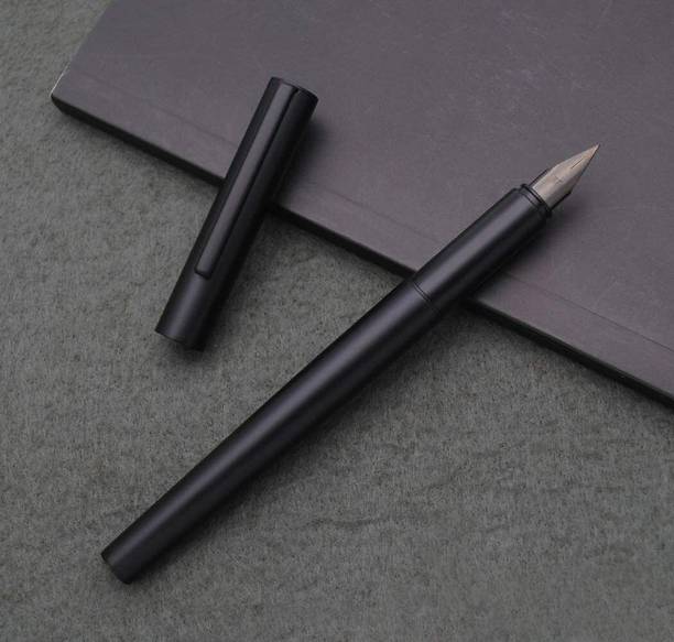 Schmidt Black Metal Body Fountain Ink Pen With Ink Refill Converter Fine Nib 0.5mm Fountain Pen
