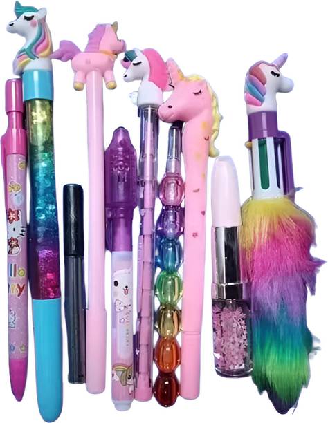 Eclet 10-Pc Kids Unicorn Stationery Combo – Unicorn Pens, Pencils & Accessories Ball Pen