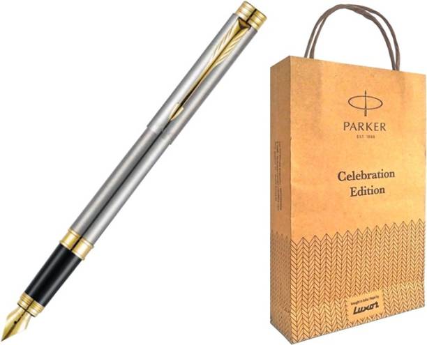 PARKER FOLIO FOUNTAIN PEN SS WITH GOLD TRIM With Paper Gift Bag Fountain Pen