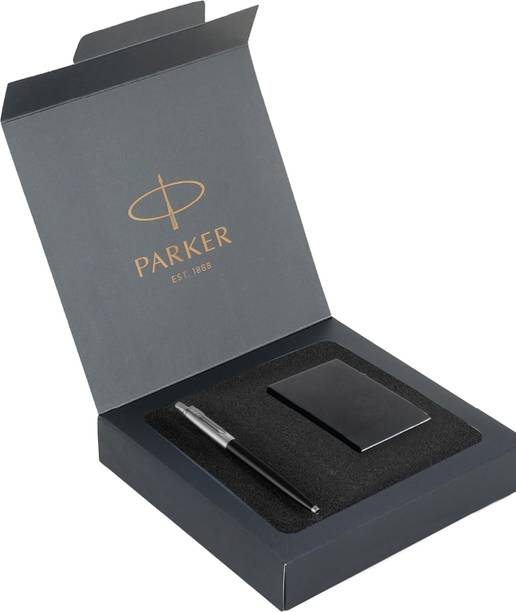 PARKER Premium Gift Set | Card Holder | Jotter Standard Chrome Trim Ball Pen