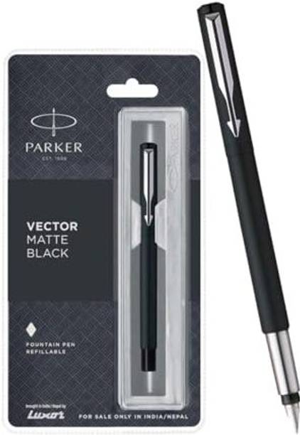 PARKER Vector Matte Black, Chrome Trim Fountain Pen