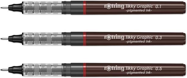 rotring Tikky Graphic 0.1mm 0.3mm 0.5mm Pigment Liner | Black Pigmented Ink | Fibre Tip Fineliner Pen