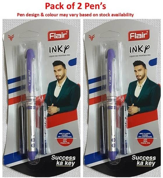 FLAIR Inky Fountain Pen Blister Pack| 2 pens | Smooth Writing Fountain Pen | Fountain Pen