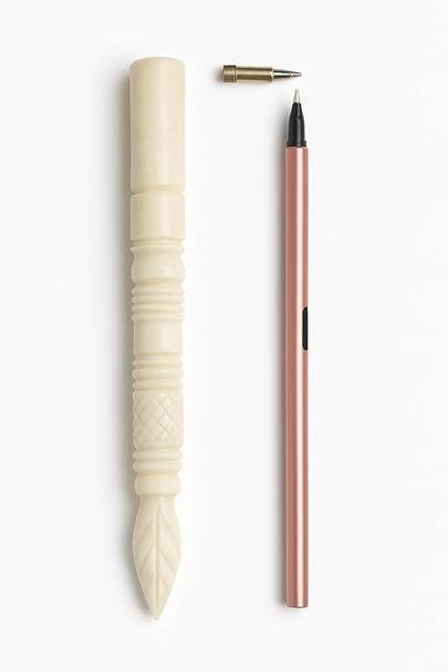 Moma Premium Marbel Roller Pen with Blue Ink | Smooth Writing Refillable Office Refill