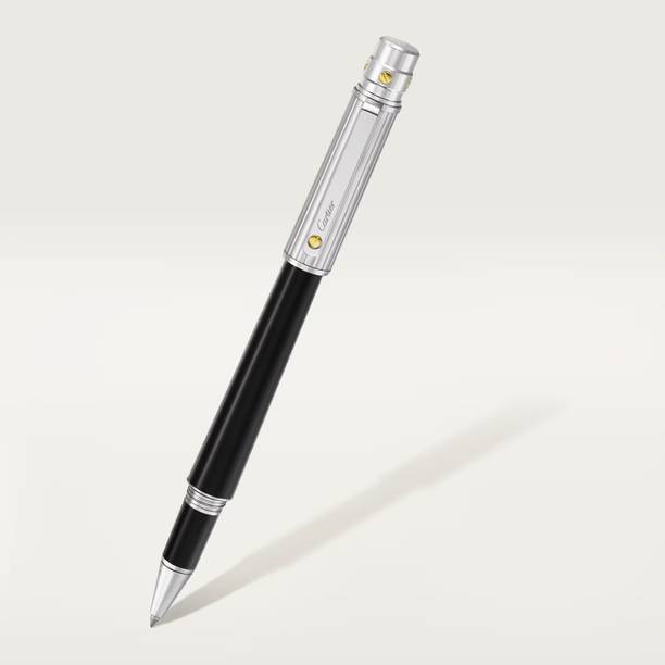 Cartier Black Pen cap in palladium-finish Santos de Cartier rollerball pen Roller Ball Pen