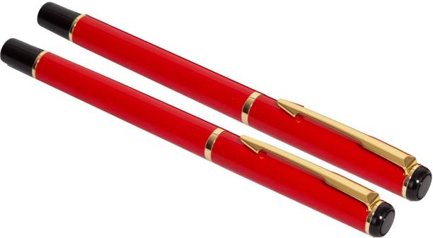 JINHAO 801 Set Of 2 Executive Red Color, Metal Body, Premium Roller Ball Pen