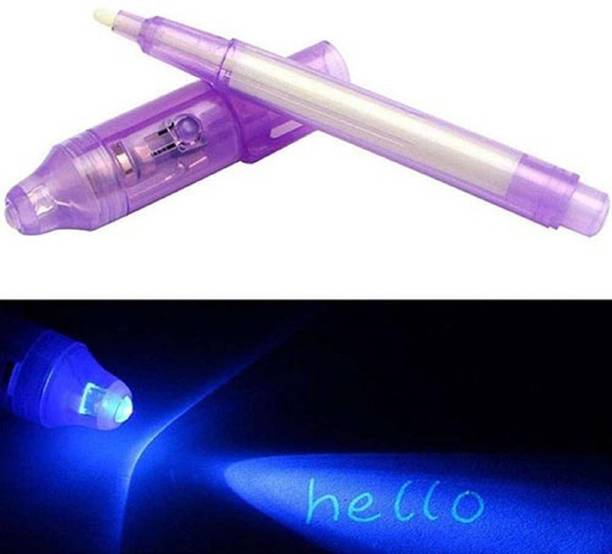 SHOP KAR Invisible Spy Magic Pen with UV-Light Best for Kids Pack of 4 Ball Pen