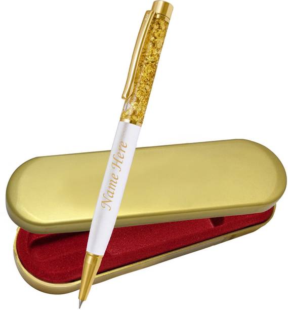 UJJi Matte Finish Zari Gold White Colour Body Ball Pen