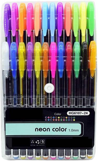 frkb 24pc glitter neon pastel metallic colors gel pen set