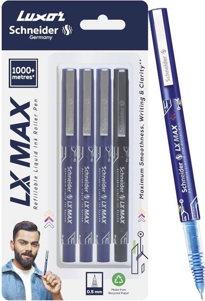Luxor Schneider LX MAX | Needle Tip | 0.5 mm | 1000+ Meters Writing Length | German Technology Roller Ball Pen