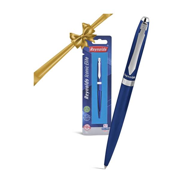 Reynolds Premium Metal Pen with Twist Mechanism, Iconic Elite Navy Blue Ball Pen