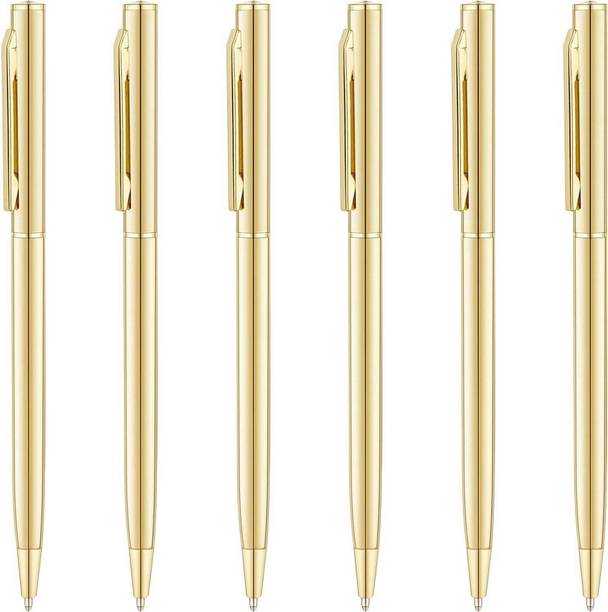 ORIDOR Premium Gold Metal Ballpoint Pen Set Pack of 6 for Smooth Writing Ball Pen