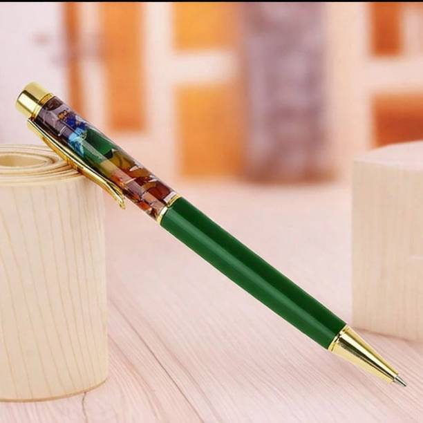 Calminds 7 chakra Crystal Gemstone green body color Ball Pen