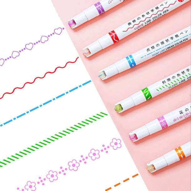 arthasya Roller Linear Curve Pen, Different Color Pens For Study Digital Pen