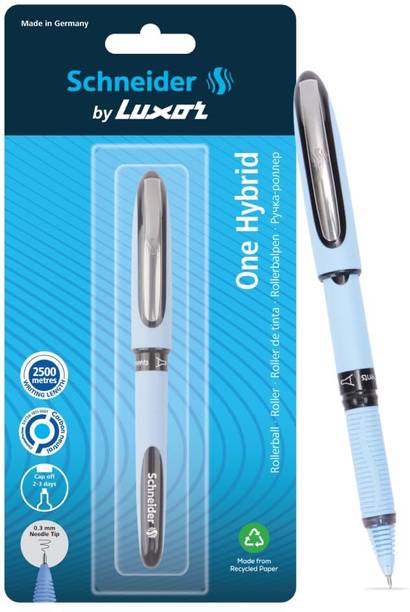 Schneider By Luxor One Hybrid | Needle Tip | 0.3 mm | 2500 Meters Writing Length | Waterproof Ink Roller Ball Pen