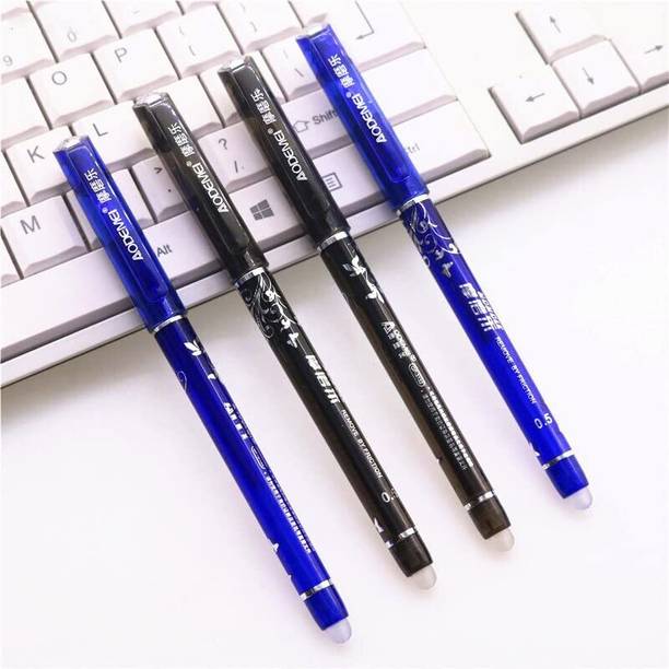 Arrolliant Blue and black Erasable Gel Pen with attached Magic Wipe Eraser (0.5mm Nib Size) Gel Pen