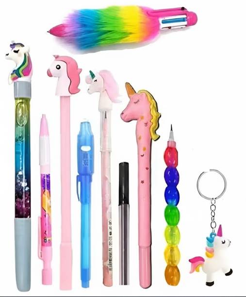 Eclet Combo Of 10 Pcs Pen Pencil Pack.Best Combo Of Unicorn Stationery Item Gift Ball Pen