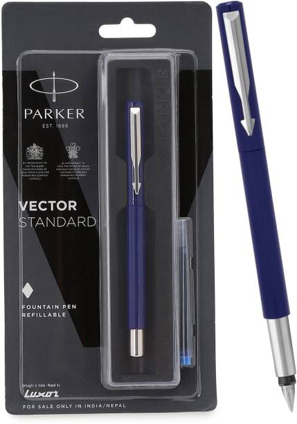 PARKER Vector Standard Fountain Pen Fine Tip With 1� Ink Cartridge Blue Body Color Fountain Pen