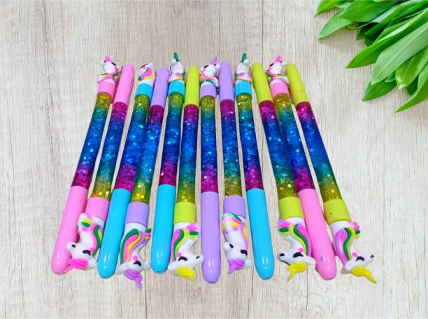 Denim world Unicorn Glitter Pens Set Of 12 Pen Box For Unique Design Gift For Unique Fountain Pen