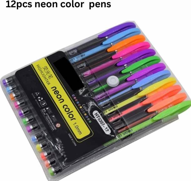 Extraposh 12 Pcs Neon Color Gel Pen Set (12Pc Pastel Neon Pen Set) Nib