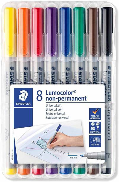 STAEDTLER Lumocolor 316WP8 Fine 0.6 MM Line Non-Permanent Assorted Colours Pack Of 8 Fineliner Pen