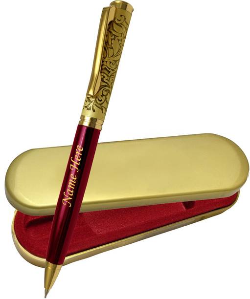 UJJi Antique Design Maroon Colour with Gold Clip Brass Material Ball Pen