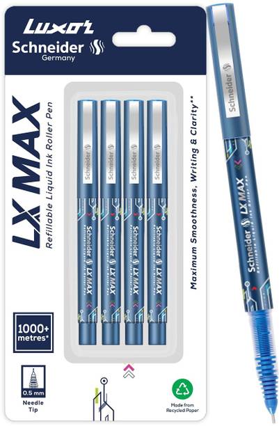 Luxor Schneider LX MAX | Needle Tip | 0.5 mm | 1000+ Meters Writing Length | German Technology Roller Ball Pen