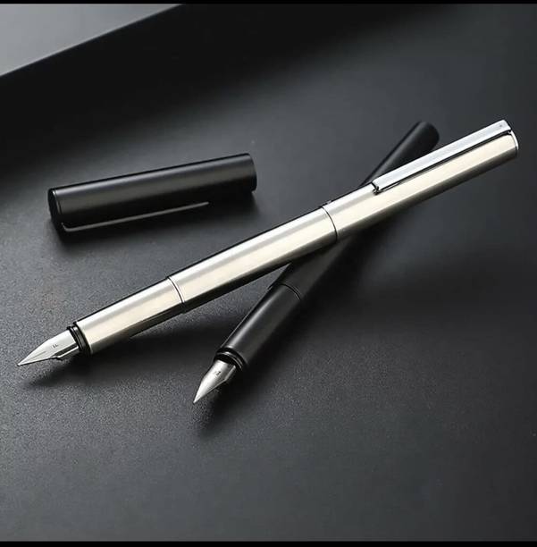 Levin 35 Matte Black Fountain Pen & 35 Steel Fountain Pen with Converter (pack of 2) Fountain Pen