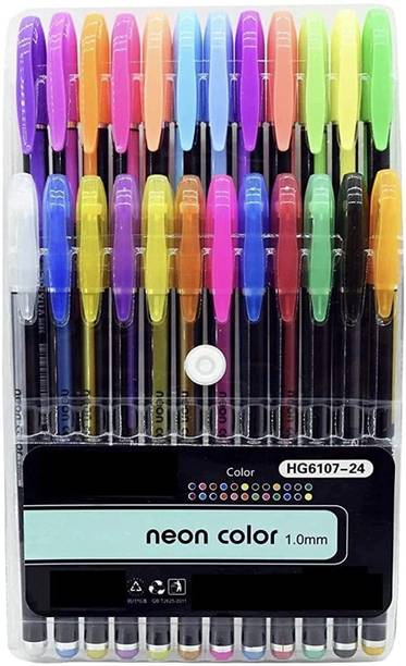 Adoere 24 Pc Gel Pens set Color gel pens,Glitter,Metallic Neon Pen Set Coloring Drawing Gel Pen