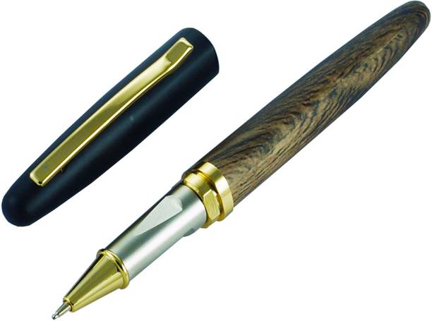 auteur Luxury Amber Series Roycewood Wooden Finish Metal Body With Gold Plated Clip Roller Ball Pen