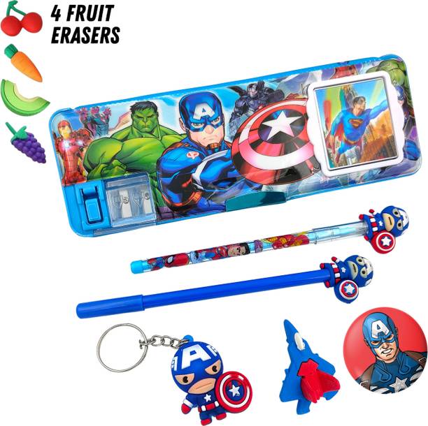 tishna Inbuilt Calculator Combo Cool Avenger Designed Art Plastic Pencil Box