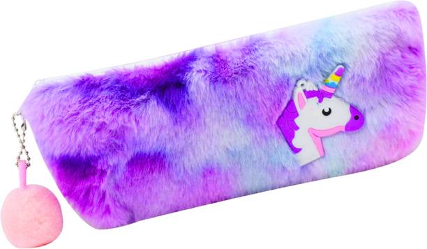 RELIA ONLINE Unicorn Furry Pencil Pouch for Girls | Pouches Pencil Kids Soft Pouch Unicorn Art Plastic Pencil Box