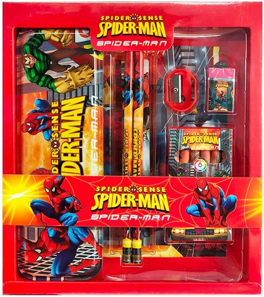tishna Spiderman Stationary Gift Set for Boys and Girls Spider Man Stationary Art Metal Pencil Box