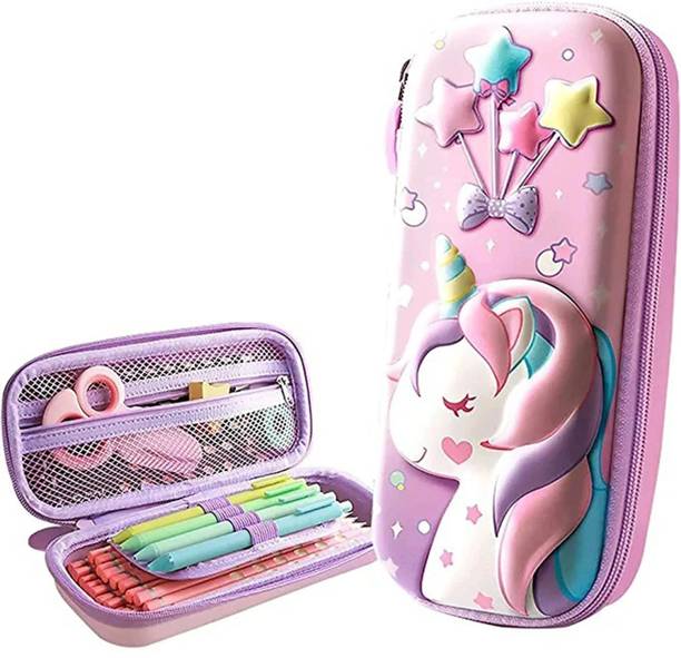 JELLIFY 3D Case Stationery , Cosmetic Zip Pouch Bag For Girls Unicorn Art EVA Pencil Box
