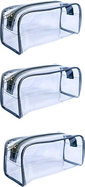 DUSHALA Clear Transparent Pouch, Zipper Closure, Exam Hall Approved Transparent Art Polypropylene Pencil Boxes