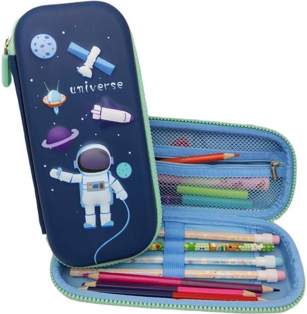 PELEDIANSTAR 3D Pencil Case Space Design Embossed Art Plastic Pencil Box