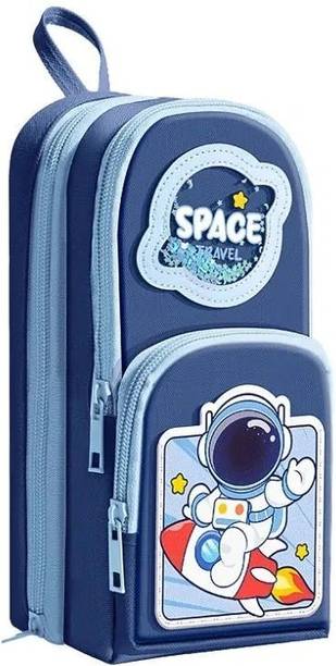 AR Jouiet Mansion 3 Layer Soft Pencil Pouch School Stationery Large Capacity Pouch for kids with Front Pocket Art Canvas Pencil Box