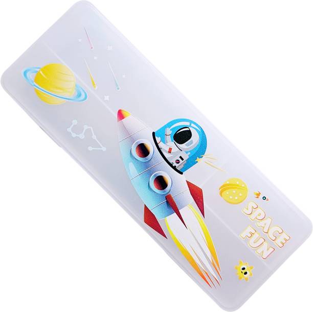 KARBD Double Sided Translucent Hardtop Space Fun Design Art Plastic Pencil Box