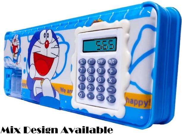 Eclet Cartoon-Themed Multipurpose Pencil Box with Calculator & Dual Sharpener for Kids Best For Birthday Gift For Kids Art Plastic Pencil Box