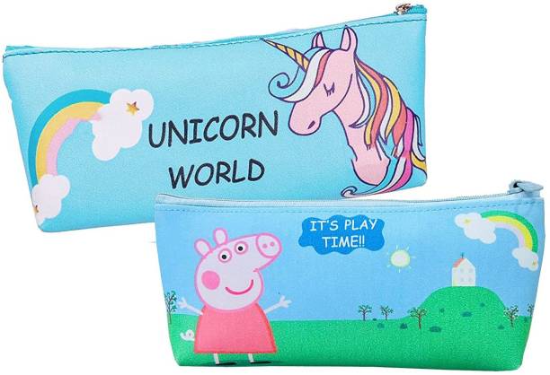 Neel Return Gift Set Combo for Boys &amp; Girls Unicorn Pencil Pouch &amp; Peppa Pig Pencil Pouch for School Stationery Storage Pouch for Kids Return Gift Set Party Favor Art Polyester Pencil Boxes