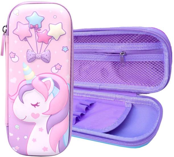 PalD 3D Unicorn Pencil Case Cute Large Capacity Pen Box for Girls Stationery Pouch EVA Pencil Pouch with Compartments Zip Pouch School Supplies for Kids Students Art EVA Pencil Box