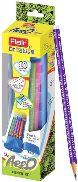 FLAIR Creative Series Aero Pencil Smart Kit | 2B Wooden Pencils Set with Sharpener Pencil