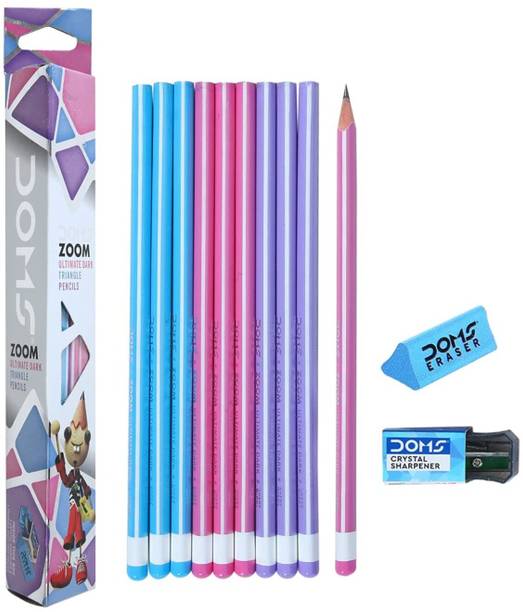 DOMS Zoom Ultimate Dark Writing Pencils with Sharpener & Eraser | Dark & Smooth Pencil
