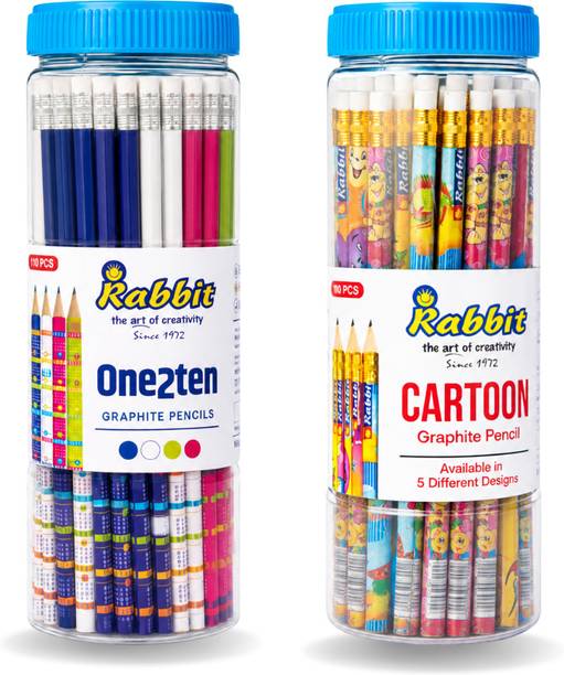ARTIGGLE One2Ten(50) + Cartoon Pencil(50) Combo |Fun Cartoon Theme Dark Pencils for Kids Pencil